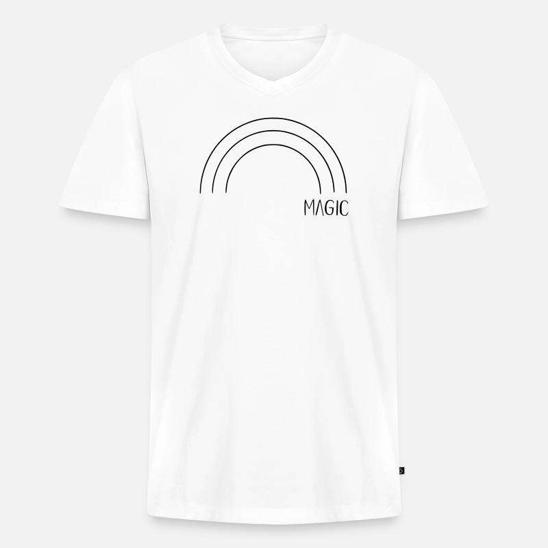 Magic Regenbogen - Männer Premium Bio T-Shirt mit V-Ausschnitt - Weiß