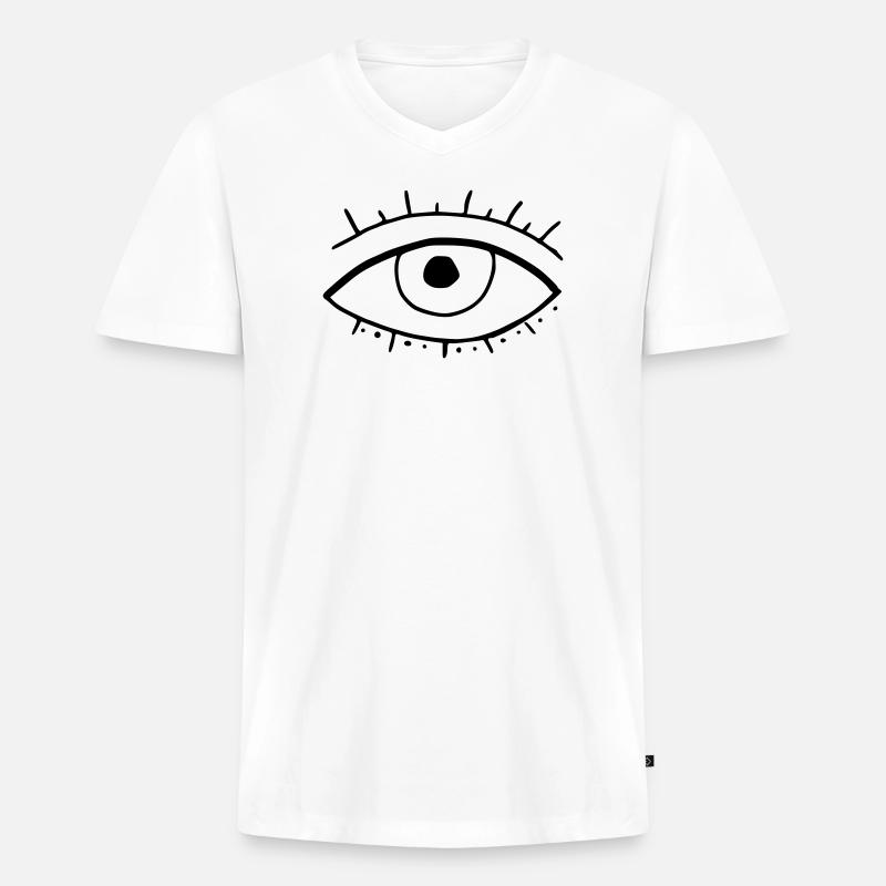 Auge - Männer Premium Bio T-Shirt mit V-Ausschnitt - Weiß