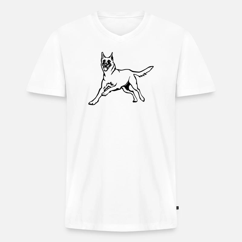 Malinois - Männer Premium Bio T-Shirt mit V-Ausschnitt - Weiß