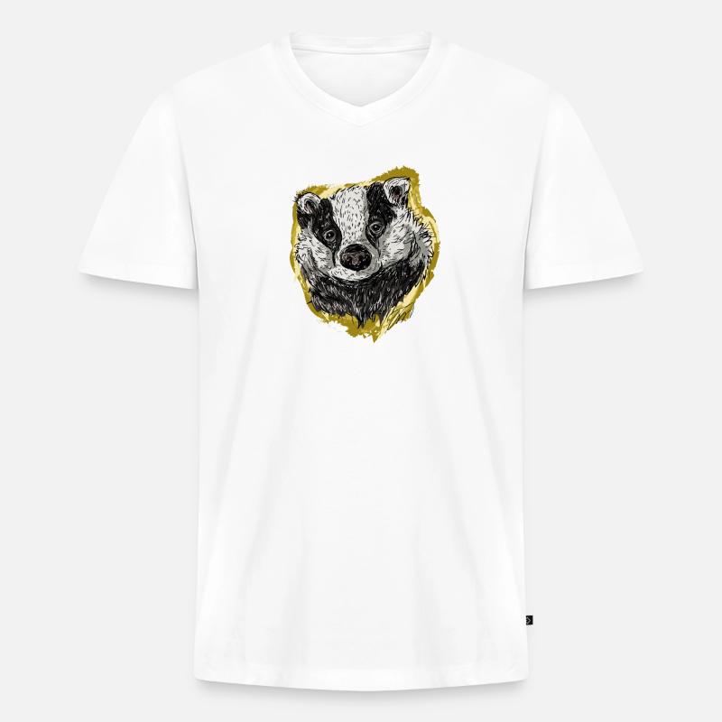 Der Dachs - Männer Premium Bio T-Shirt mit V-Ausschnitt - Weiß