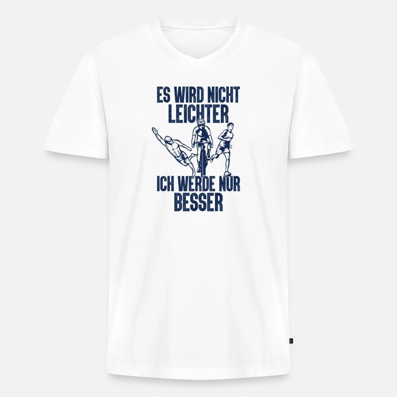 Es Wird Nicht Leichter Ich Triathlon - Männer Premium Bio T-Shirt mit V-Ausschnitt - Weiß