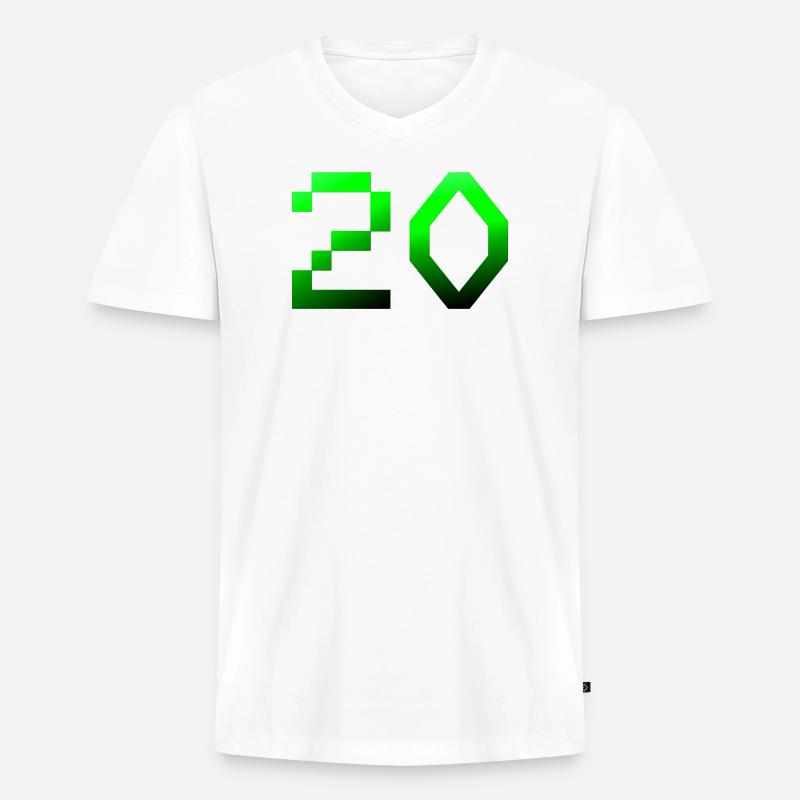 jubiläumsfeier, 20 Pixelig - Männer Premium Bio T-Shirt mit V-Ausschnitt - Weiß
