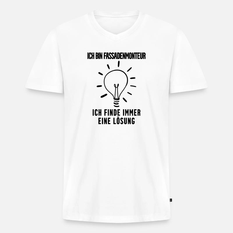 Fassadenmonteur - Männer Premium Bio T-Shirt mit V-Ausschnitt - Weiß