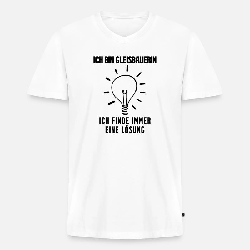 Gleisbauerin Beruf - Männer Premium Bio T-Shirt mit V-Ausschnitt - Weiß