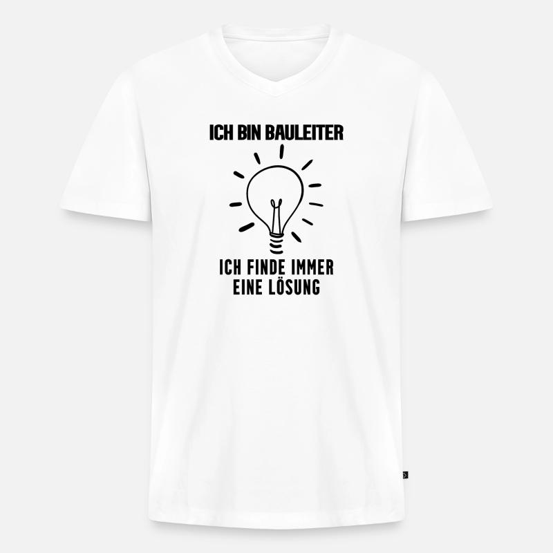 Bauleiter - Männer Premium Bio T-Shirt mit V-Ausschnitt - Weiß