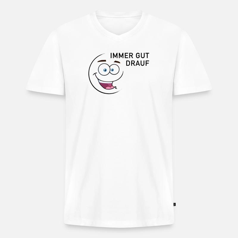 Immer gut drauf | smiley - Männer Premium Bio T-Shirt mit V-Ausschnitt - Weiß