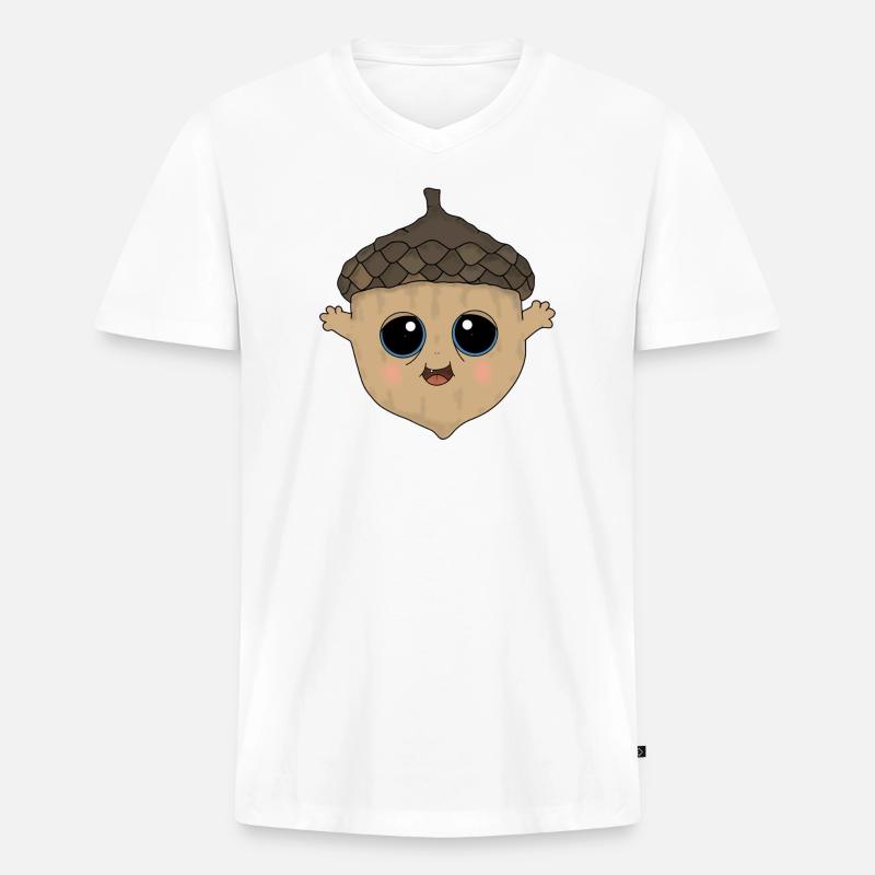 Eichelmännchen - Männer Premium Bio T-Shirt mit V-Ausschnitt - Weiß