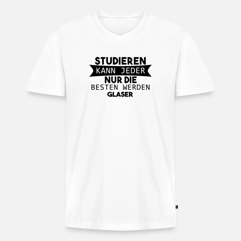 Glaser lustiger Spruch - Männer Premium Bio T-Shirt mit V-Ausschnitt - Weiß