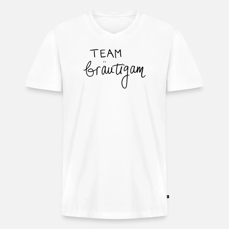 Team Bräutigam - Männer Premium Bio T-Shirt mit V-Ausschnitt - Weiß