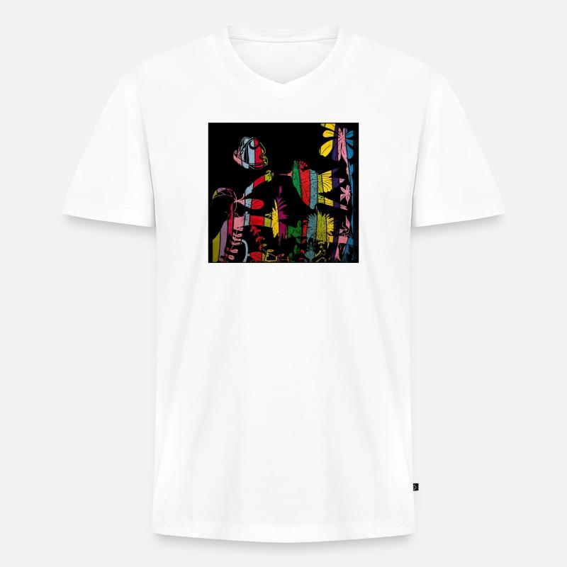 Kolibri - Männer Premium Bio T-Shirt mit V-Ausschnitt - Weiß