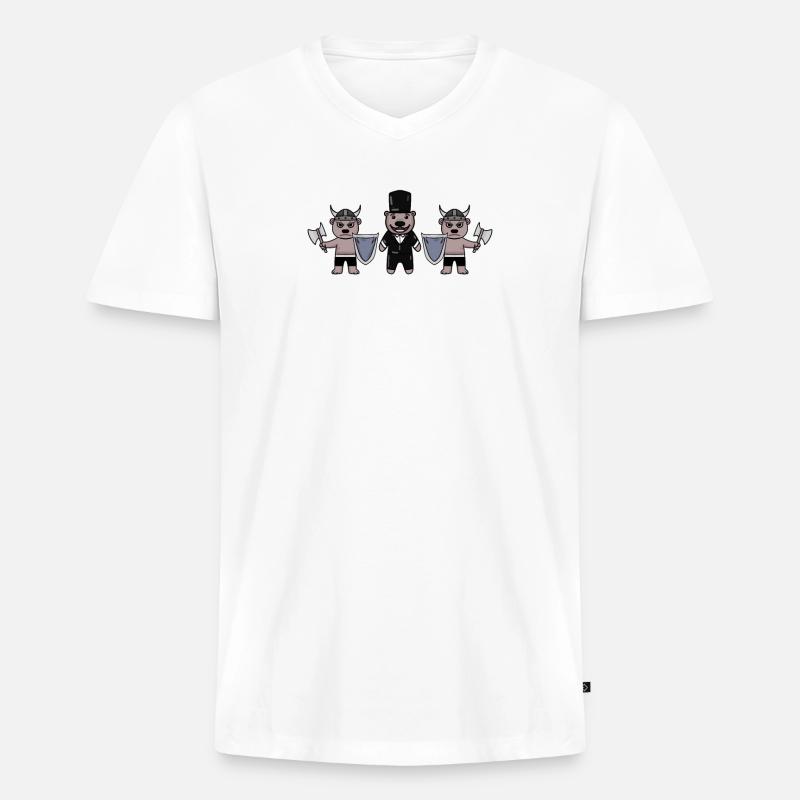 Bräutigam Security Wikinger - Männer Premium Bio T-Shirt mit V-Ausschnitt - Weiß