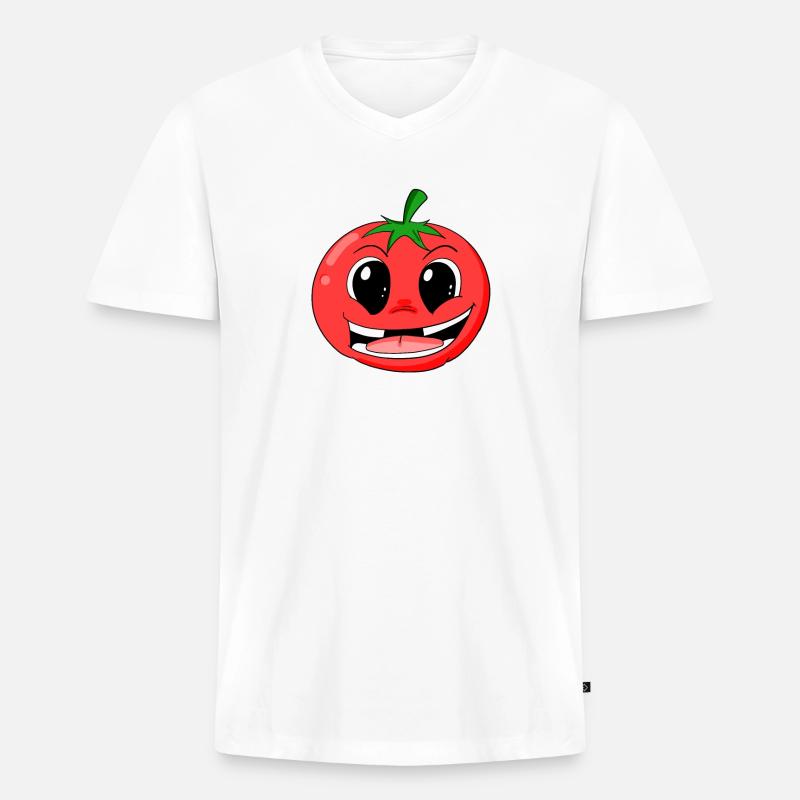Tomate - Männer Premium Bio T-Shirt mit V-Ausschnitt - Weiß