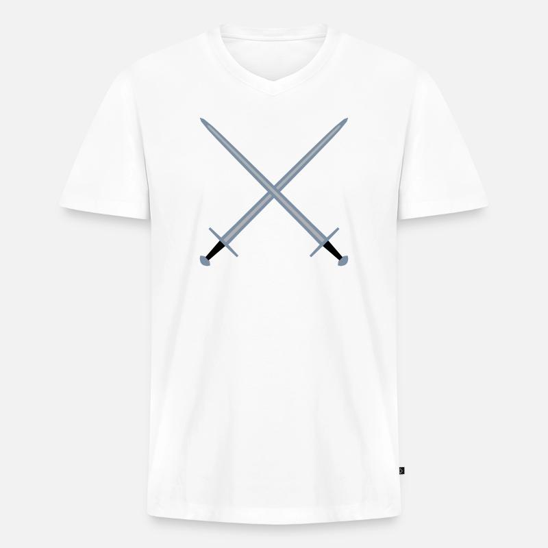 Gekreuzte Schwerter. - Männer Premium Bio T-Shirt mit V-Ausschnitt - Weiß