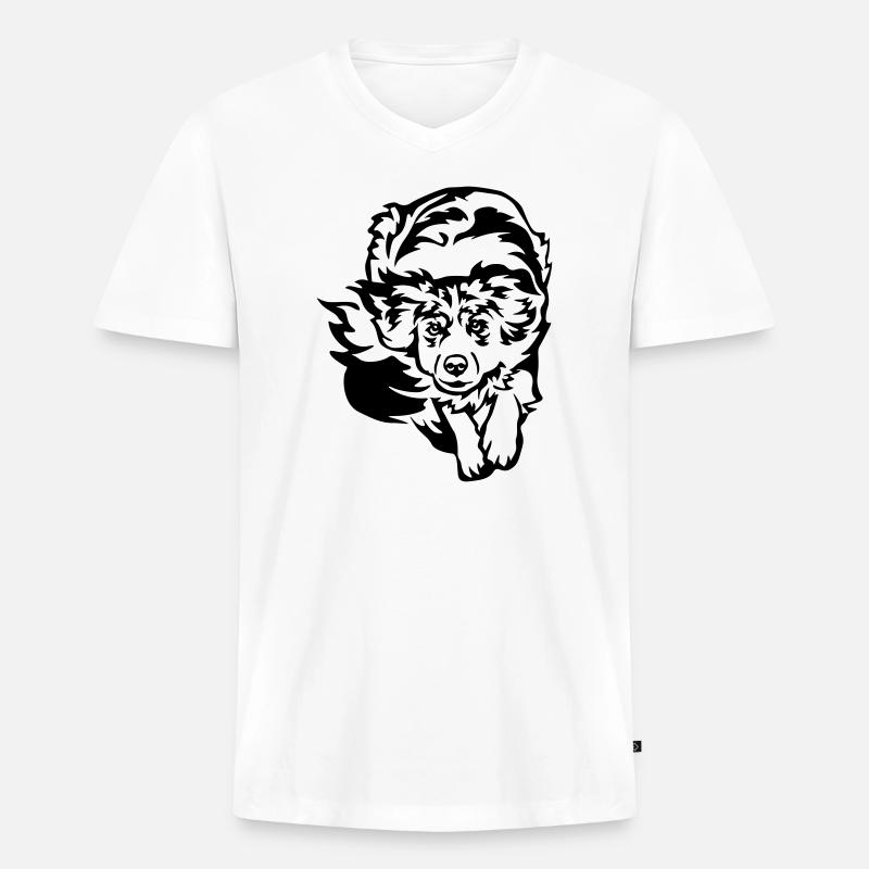Australian Shepherd - Männer Premium Bio T-Shirt mit V-Ausschnitt - Weiß