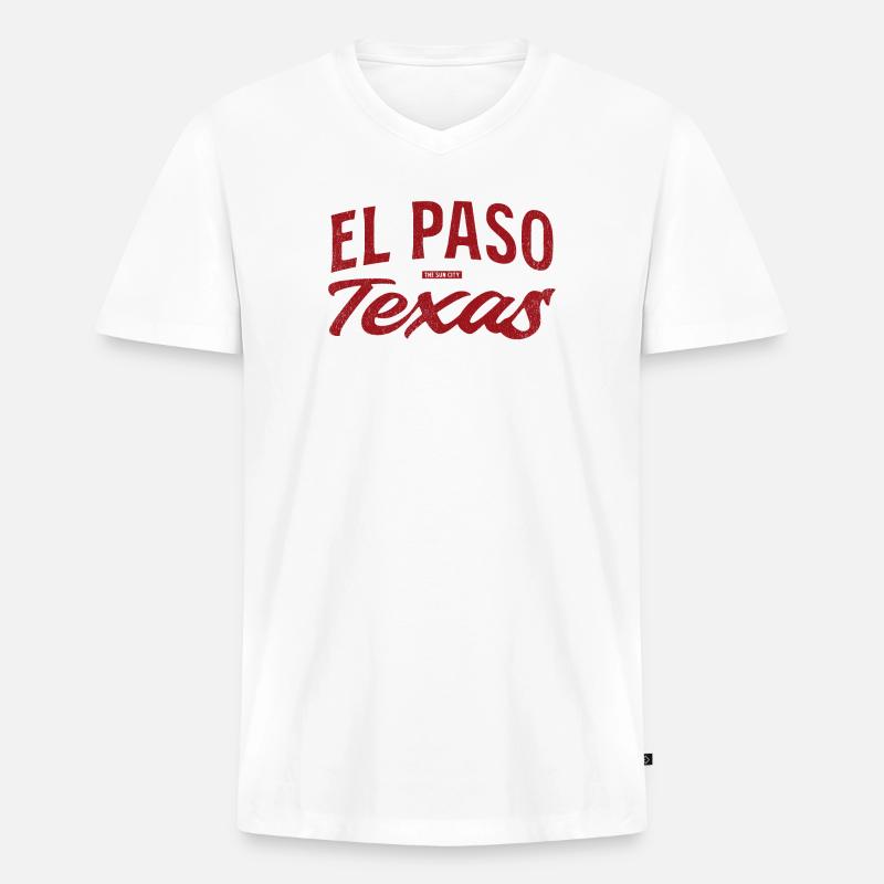 El Paso Texas Retro Script - Männer Premium Bio T-Shirt mit V-Ausschnitt - Weiß