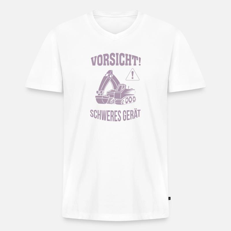 Bagger Baggerfahrer Baugeräteführer Schweres Gerät - Männer Premium Bio T-Shirt mit V-Ausschnitt - Weiß