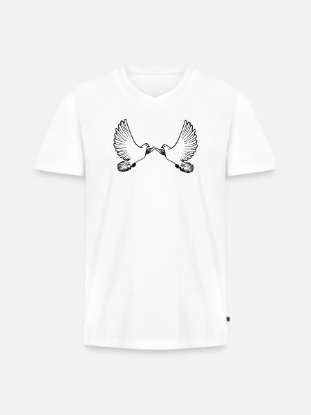 Two pigeons transparent - Men's Premium Organic T-shirt with V-neck - white