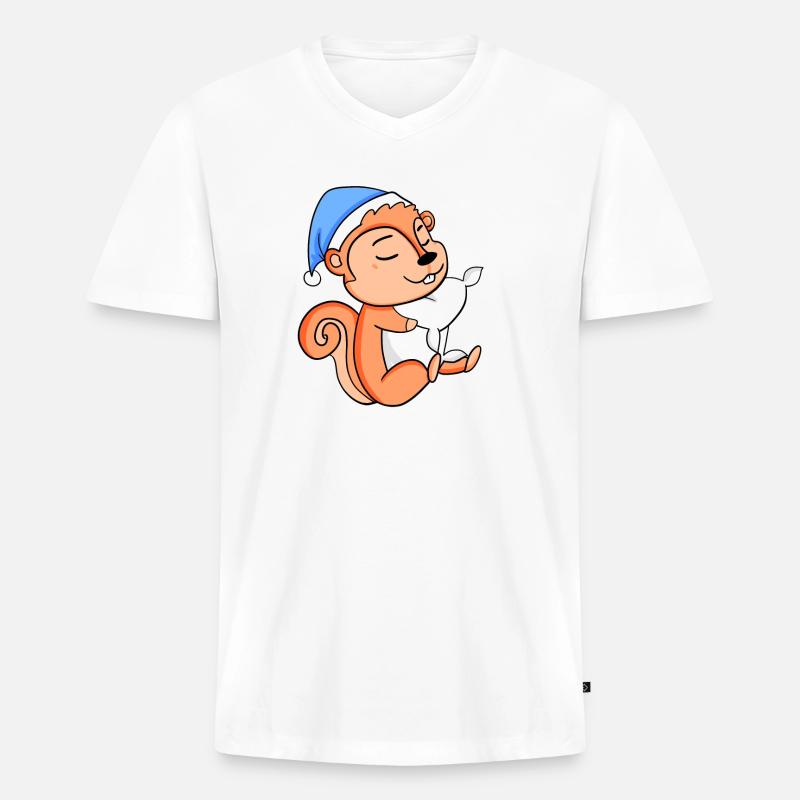 Eichhörnchen - Männer Premium Bio T-Shirt mit V-Ausschnitt - Weiß