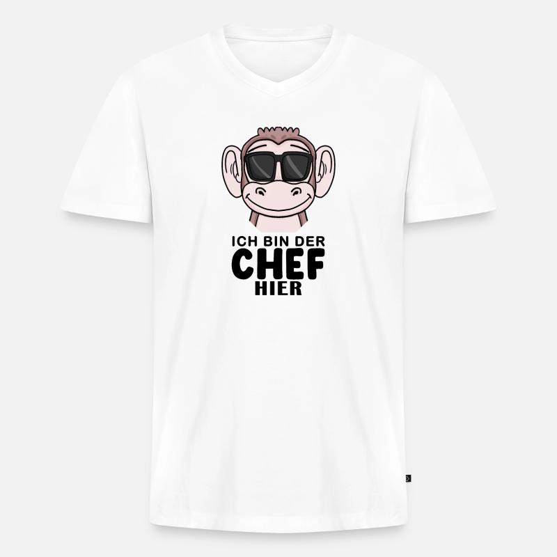 Cool Affe Chef - Männer Premium Bio T-Shirt mit V-Ausschnitt - Weiß