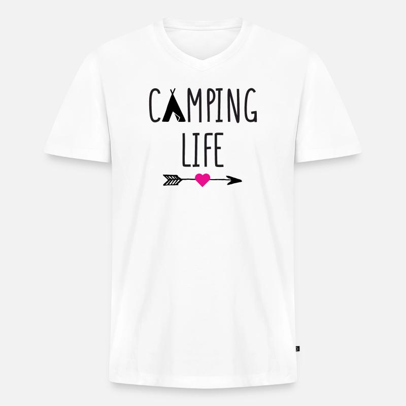 Leben auf dem Campingplatz - Männer Premium Bio T-Shirt mit V-Ausschnitt - Weiß