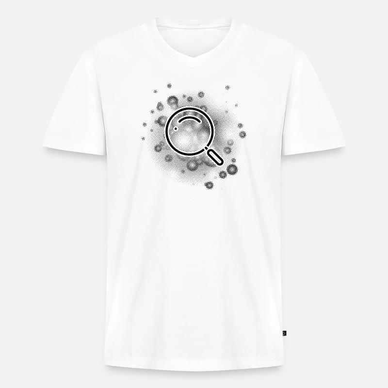 Lupe mit Punkte Hintergrund - Männer Premium Bio T-Shirt mit V-Ausschnitt - Weiß