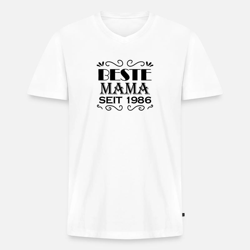 Beste Mama seit 1986 - Männer Premium Bio T-Shirt mit V-Ausschnitt - Weiß