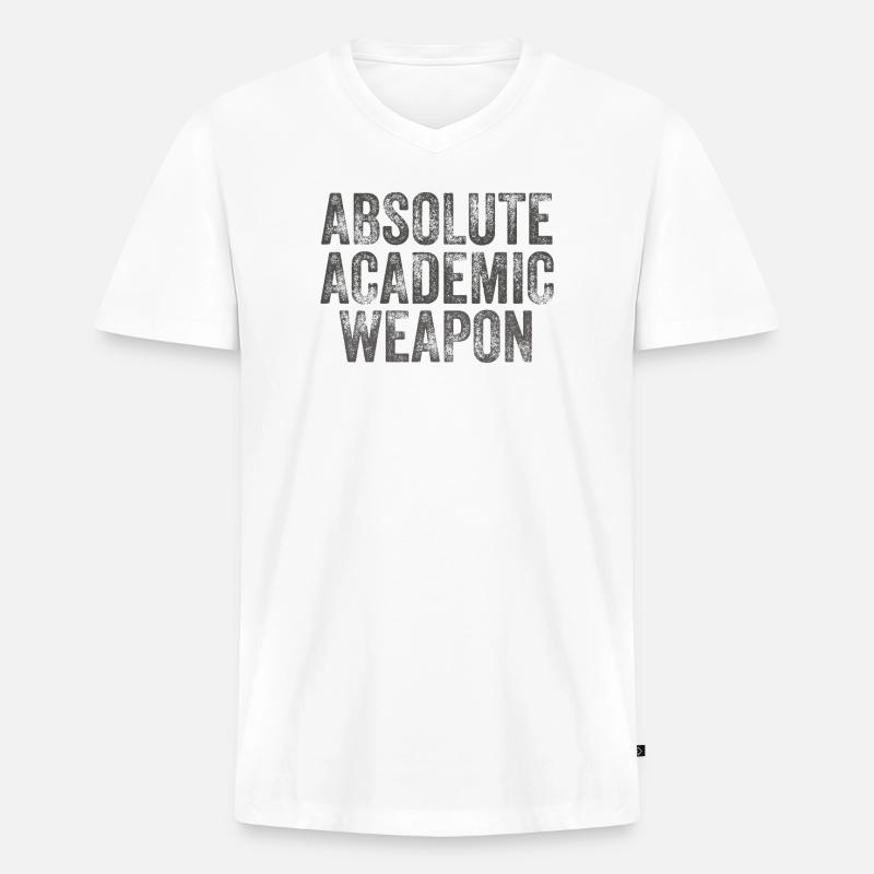 Studenten Absolute Academic Weapon - Männer Premium Bio T-Shirt mit V-Ausschnitt - Weiß