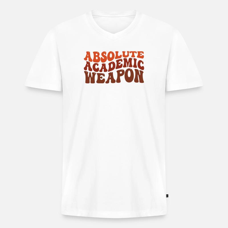 Studenten Absolute Academic Weapon - Männer Premium Bio T-Shirt mit V-Ausschnitt - Weiß