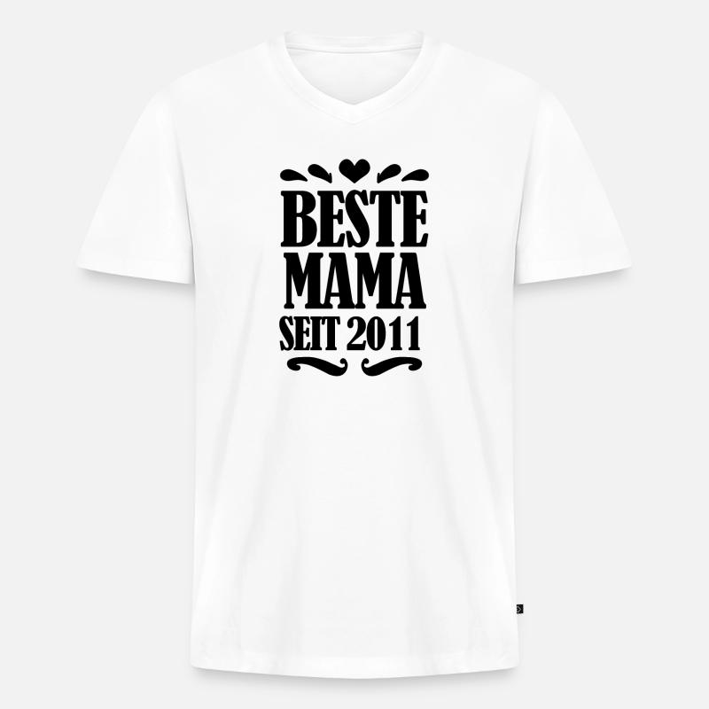 Beste Mama seit 2011 - Männer Premium Bio T-Shirt mit V-Ausschnitt - Weiß