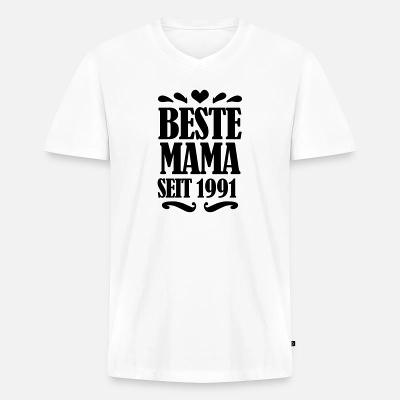 Beste Mama seit 1991 - Männer Premium Bio T-Shirt mit V-Ausschnitt - Weiß