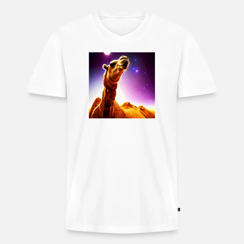 Dromedar Kamel - Wüstenschiff - Männer Premium Bio T-Shirt mit V-Ausschnitt - Weiß