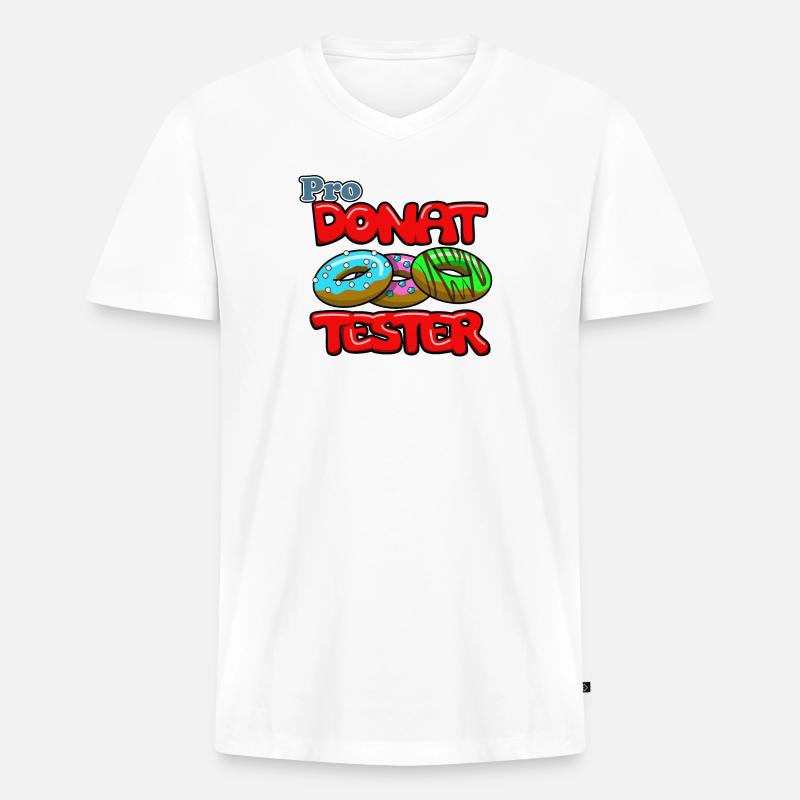 Pro Donut Tester - Männer Premium Bio T-Shirt mit V-Ausschnitt - Weiß