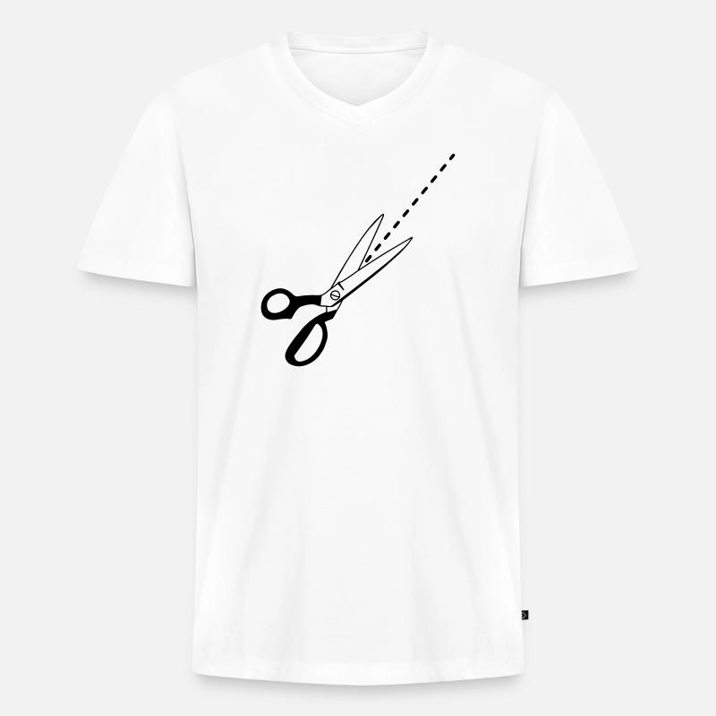 Schnitt-Logo-Schneider - Männer Premium Bio T-Shirt mit V-Ausschnitt - Weiß