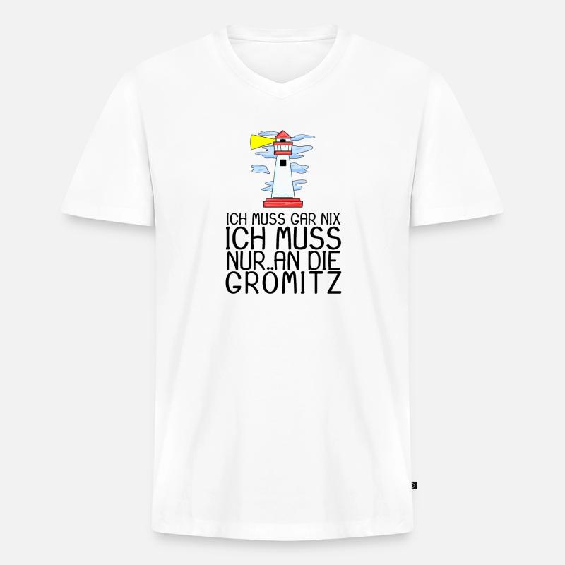 Grömitz Spruch Sprüche - Männer Premium Bio T-Shirt mit V-Ausschnitt - Weiß