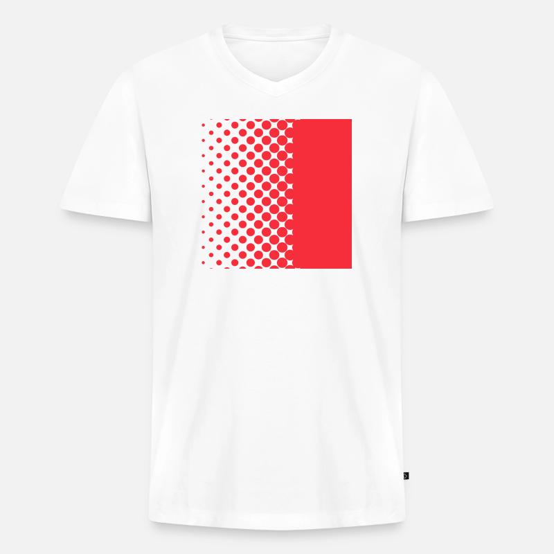 Halftone Gradient Rotes Panel - Männer Premium Bio T-Shirt mit V-Ausschnitt - Weiß