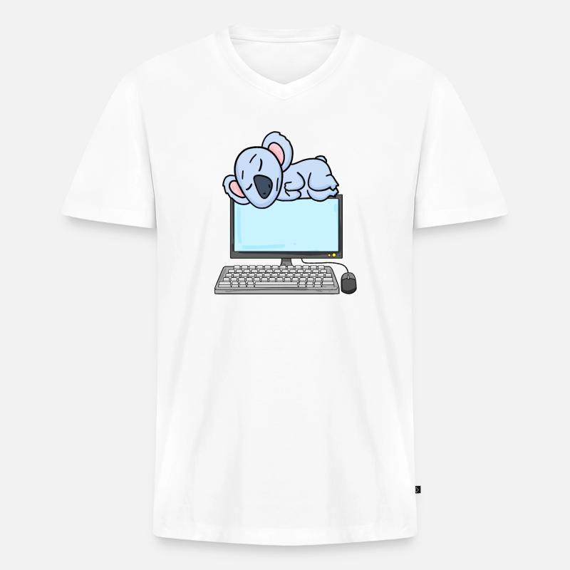 Koala Computer Nerd Programmierer Geschenk - Männer Premium Bio T-Shirt mit V-Ausschnitt - Weiß