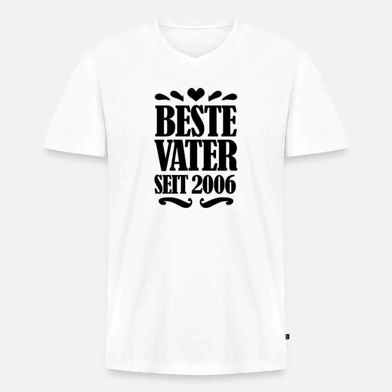 Bester Vater seit 2006 - Männer Premium Bio T-Shirt mit V-Ausschnitt - Weiß