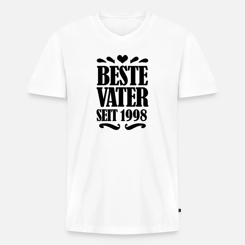 Bester Vater seit 1998 - Männer Premium Bio T-Shirt mit V-Ausschnitt - Weiß