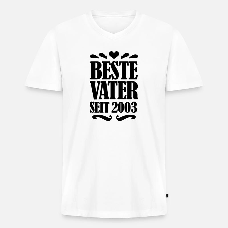 Bester Vater seit 2003 - Männer Premium Bio T-Shirt mit V-Ausschnitt - Weiß