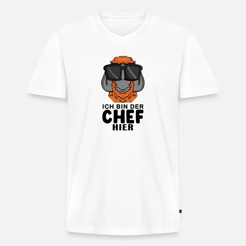 Cool Affe Chef Spruch Sonnenbrille - Männer Premium Bio T-Shirt mit V-Ausschnitt - Weiß