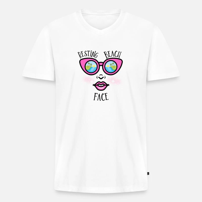 Resting Beach Face - Beach Lovers - Männer Premium Bio T-Shirt mit V-Ausschnitt - Weiß