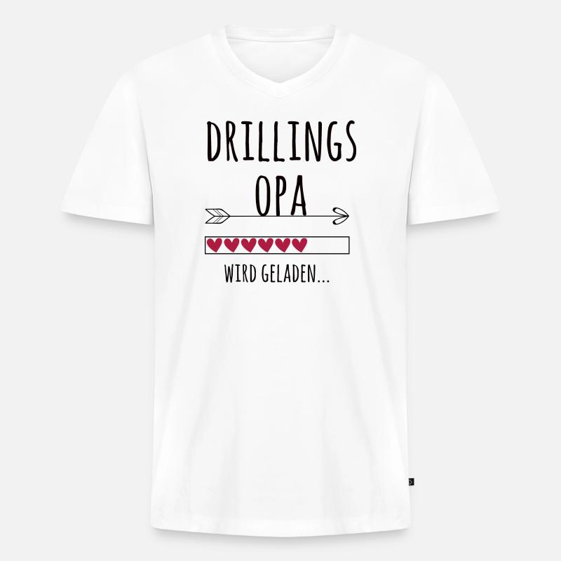 werdender Drillingsopa Schwangerschaft Drillinge - Männer Premium Bio T-Shirt mit V-Ausschnitt - Weiß
