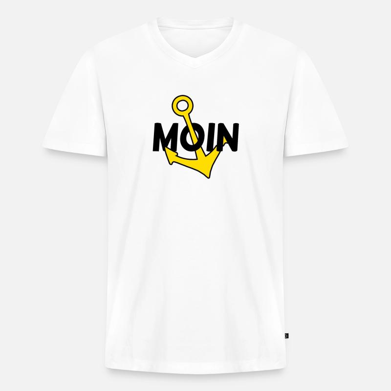 Anker Moin - Männer Premium Bio T-Shirt mit V-Ausschnitt - Weiß