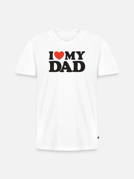 I love my Dad Heart Shirt - Men's Premium Organic T-shirt with V-neck - white