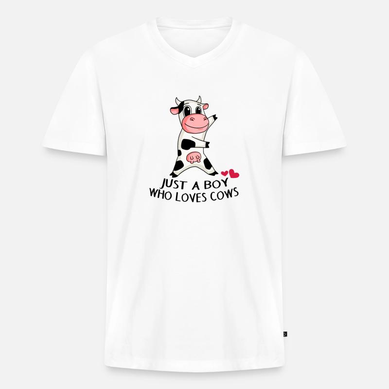 Kuh Liebe Junge Sohn Geschenk - Männer Premium Bio T-Shirt mit V-Ausschnitt - Weiß