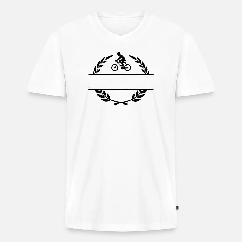Radfahrer im Lorbeerkranz - Männer Premium Bio T-Shirt mit V-Ausschnitt - Weiß