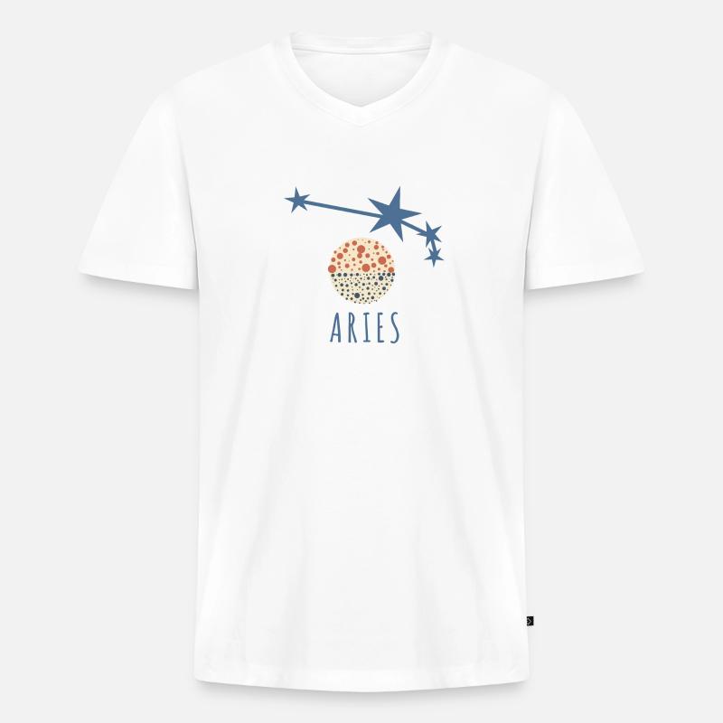 Das Sternbild Widder - Männer Premium Bio T-Shirt mit V-Ausschnitt - Weiß