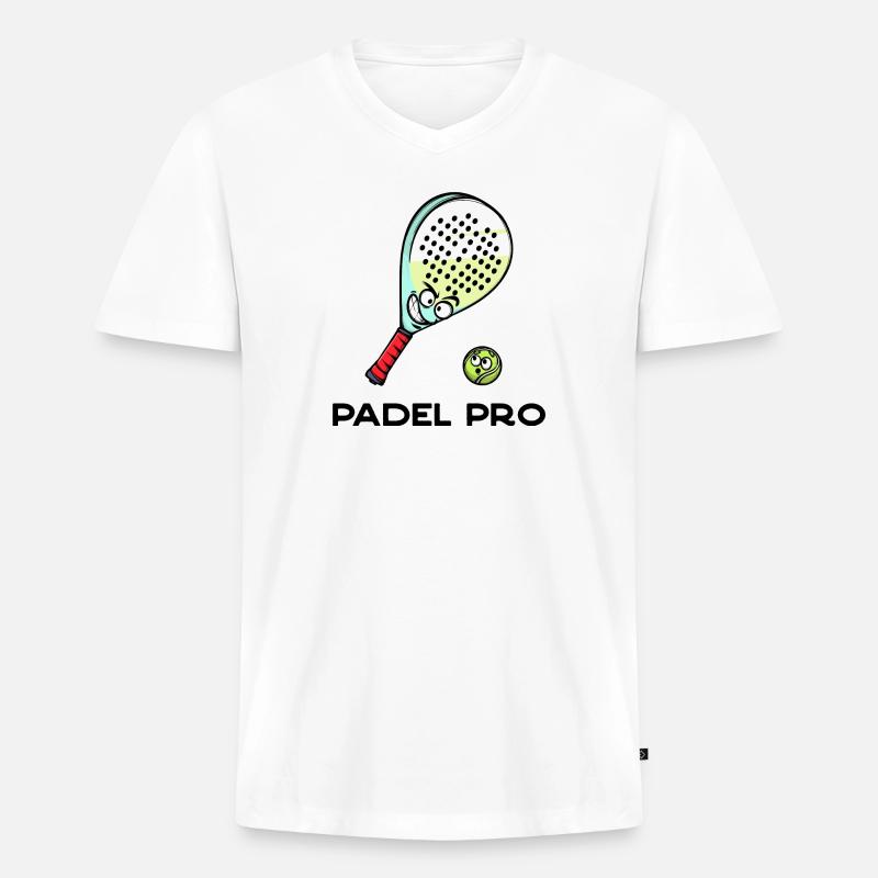 Rückschlag Statement Schläger Ball Statement Padel - Männer Premium Bio T-Shirt mit V-Ausschnitt - Weiß