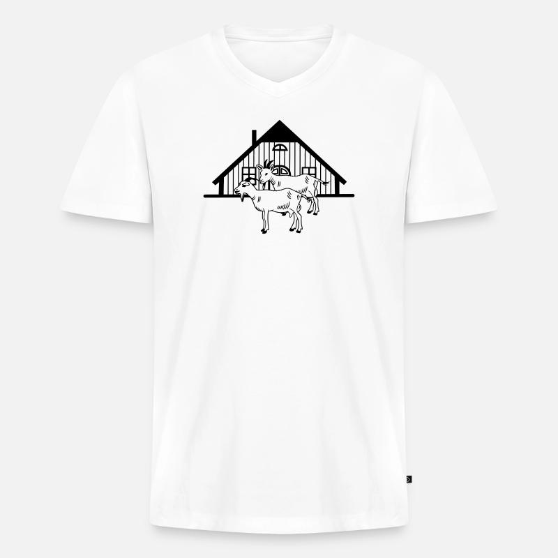 Ziegenfarm oder Stall - Männer Premium Bio T-Shirt mit V-Ausschnitt - Weiß