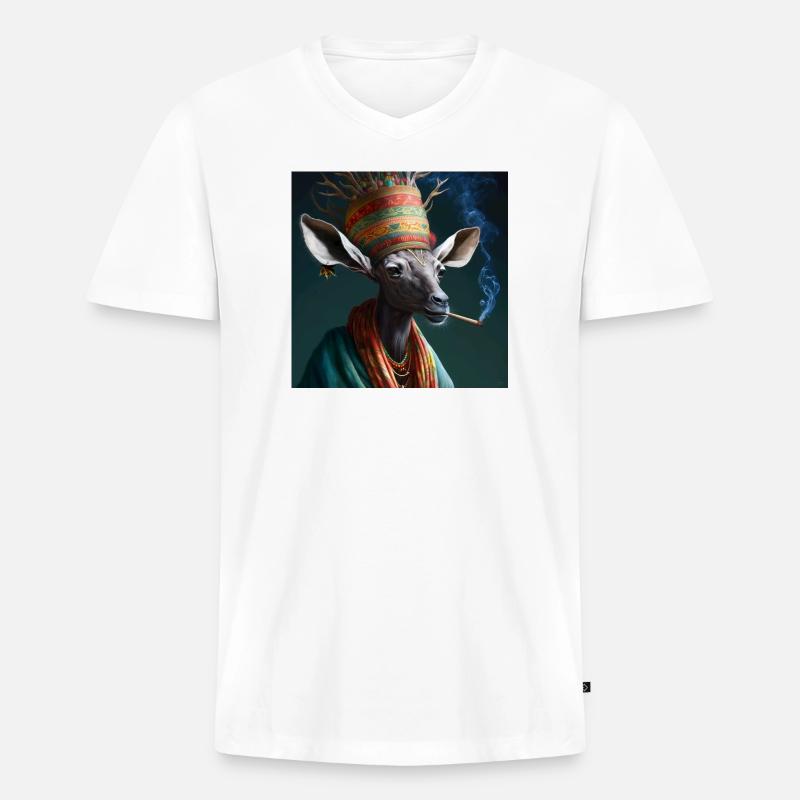 Cannabiche 01 ohne Tippfehler - Männer Premium Bio T-Shirt mit V-Ausschnitt - Weiß